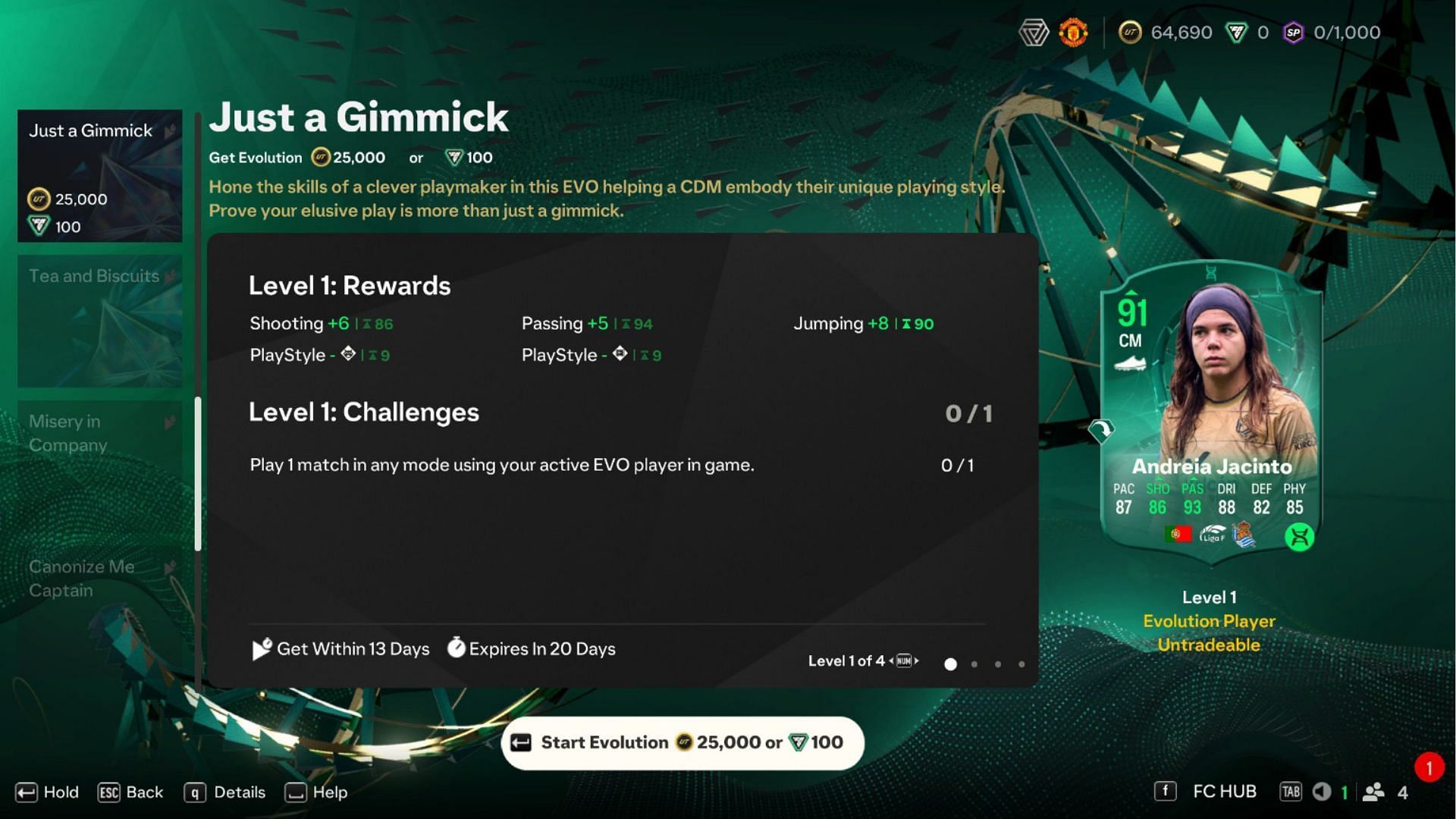 Challenges for Just a Gimmick Evolution in EA FC 25 Ultimate Team (Images via EA Sports/SK Gaming)